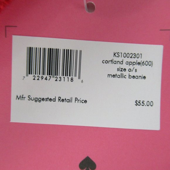 Kate Spade New York Metallic Logo Beanie Winter Hat Cap Red NEW $55 NWT - Picture 3 of 6